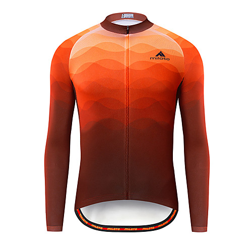 

Miloto Men's Long Sleeve Cycling Jersey Summer Red Bike Jersey Top Mountain Bike MTB Road Bike Cycling Ultraviolet Resistant Quick Dry Breathable Sports Clothing Apparel / Stretchy / Back Pocket
