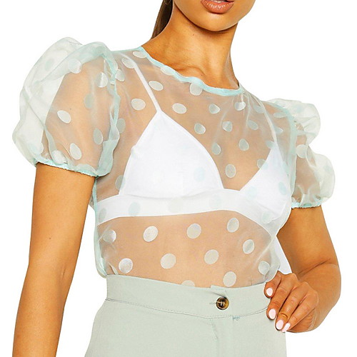 

Women's Polka Dot Blouse Daily Black / Green