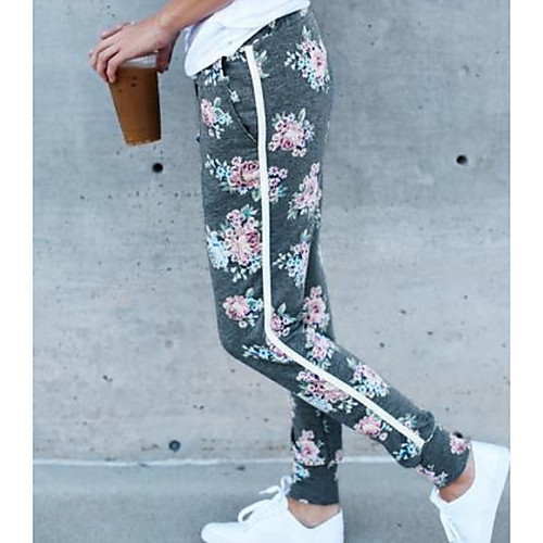 

Women's Basic Slim Chinos Pants - Floral Black Green Navy Blue S / M / L