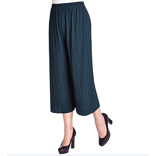 

Women's Basic Loose Wide Leg Pants - Solid Colored Wine Black Blue XXXL