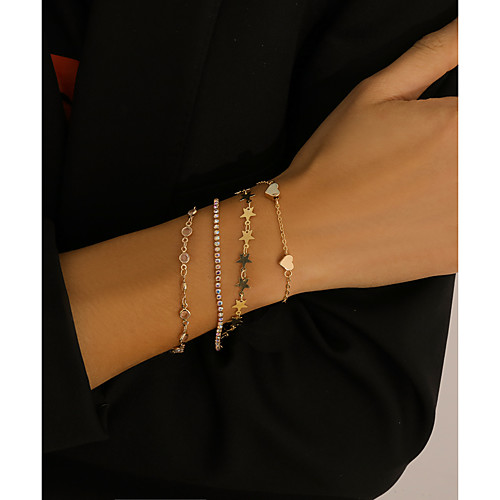 

4pcs Women's Layered Star Classic Punk Fashion Iron Bracelet Jewelry Gold For Gift Festival