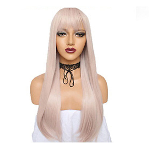 

Shakugan no Shana Unicorn Pony Cosplay Wigs Women's Straight bangs 26 inch Heat Resistant Fiber kinky Straight Pink Adults' Anime Wig