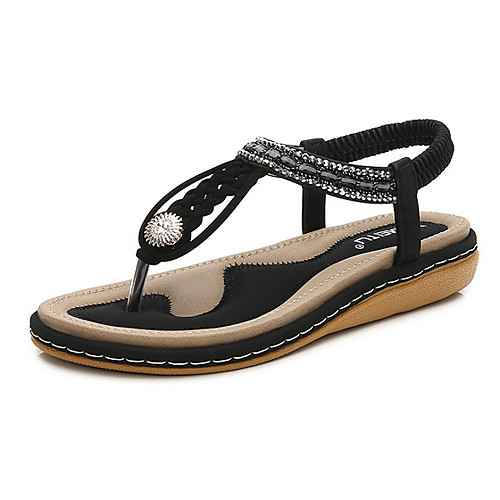 

Women's Sandals Flat Sandal Summer Flat Heel Open Toe Daily PU Almond / Black / Purple