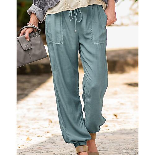 

Basic Women's Chinos Pants Solid Colored Black Blue Khaki Gray