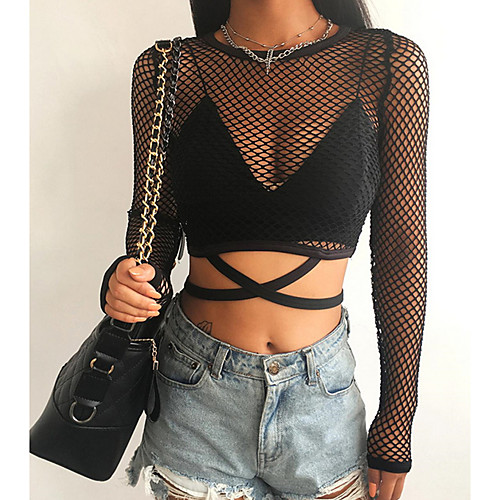 

Women's Solid Colored Blouse Daily Going out Strap Black