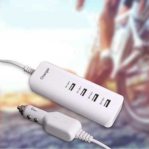 

Universal 4 Ports USB Travel Mobile Phone Car Charger 5V 3A Smart Charging Head Smart Phone Adapter