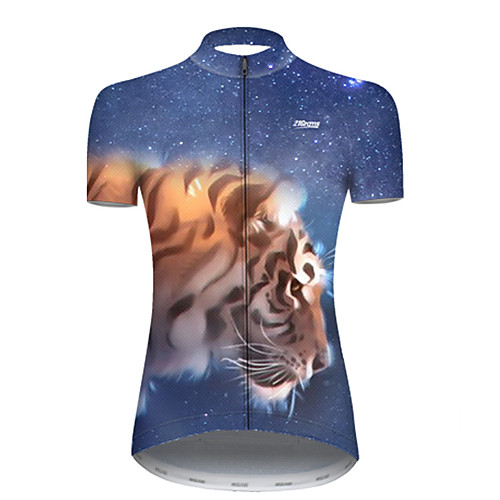 

21Grams Women's Short Sleeve Cycling Jersey Polyester BlueYellow Galaxy Animal Tiger Bike Jersey Top Mountain Bike MTB Road Bike Cycling Breathable Quick Dry Ultraviolet Resistant Sports Clothing