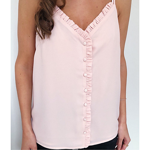 

Women's Solid Colored Tank Top Holiday Going out V Neck Blushing Pink