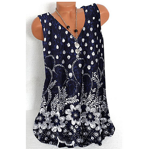 

Women's Tank Top Geometric V Neck Tops Red Navy Blue Light Blue