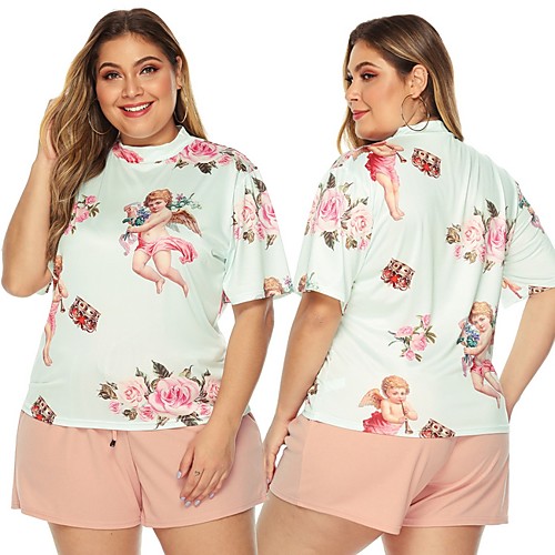 

Women's Floral T-shirt Daily Light Green