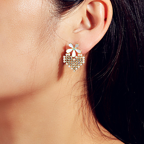 

Women's Earrings Heart Wedding Birthday Basic Baroque Trendy Romantic French Earrings Jewelry White For Party Evening Engagement Birthday Beach Promise 1 Pair
