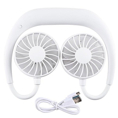 

USB Rechargeable Wearable Portable Hand Free Neckband Fan Personal Mini Neck Double Fans 3 Speed Adjustable For Home Office