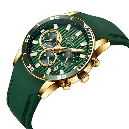 

REWARD Men's Sport Watch Quartz Sporty Silicone Black / Blue / Green 30 m Water Resistant / Waterproof Calendar / date / day Chronograph Analog Casual Fashion - Black / Silver Green Blue One Year