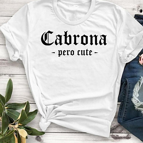

Women's Letter T-shirt Daily White / Black