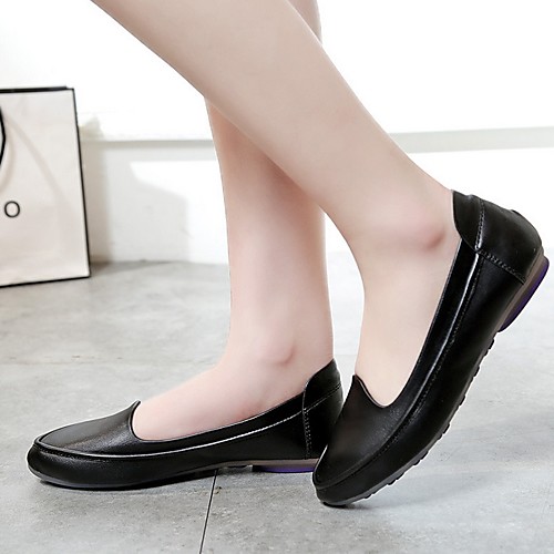 

Women's Loafers & Slip-Ons Summer Flat Heel Round Toe Daily PU Black / Red / Gray