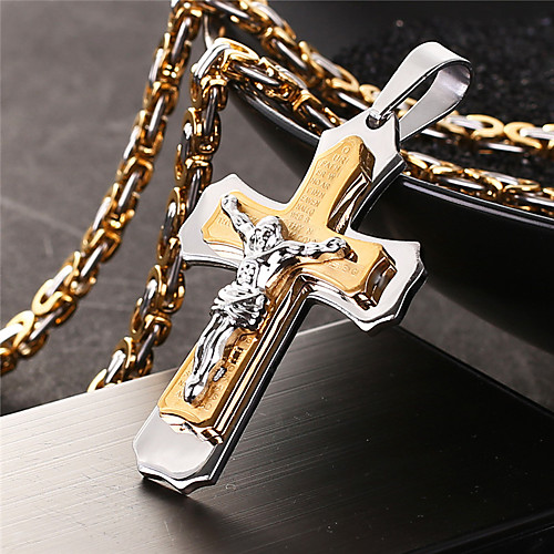

Men's Necklace Crossover Artistic Classic Titanium Steel Gold 55 cm Necklace Jewelry 1pc For Anniversary Street Festival