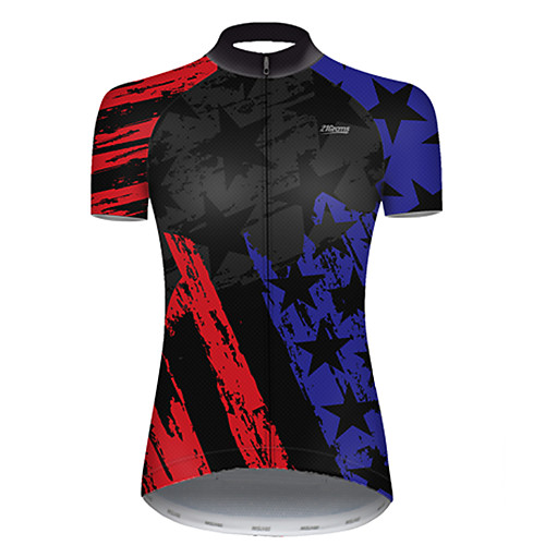

21Grams Women's Short Sleeve Cycling Jersey Summer Nylon Polyester RedBlue American / USA National Flag Bike Jersey Top Mountain Bike MTB Road Bike Cycling Ultraviolet Resistant Quick Dry Breathable