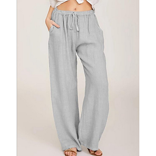 

Women's Basic Loose Chinos Pants - Solid Colored Cotton Black Blue Gray S / M / L