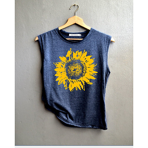 

Women's Geometric Sun Flower T-shirt Daily Weekend Blue / Dark Gray / Gray