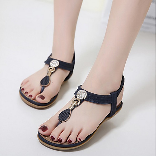 

Women's Sandals Summer Flat Heel Open Toe Daily PU Almond / Blue