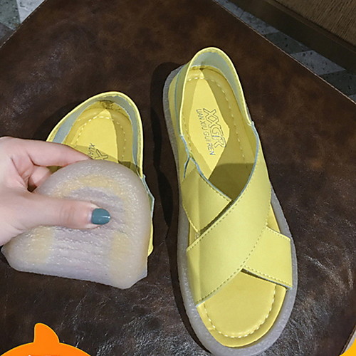 

Women's Sandals Flat Sandal Summer Flat Heel Open Toe Daily PU White / Black / Yellow