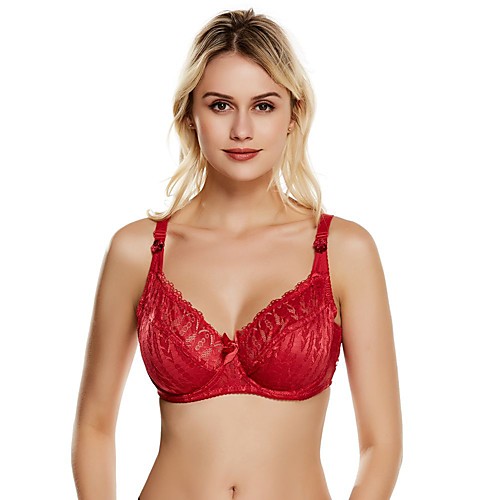 

Women's Lace Bras Underwire Bra 3/4 Cup Bra White Black Red