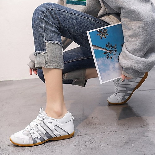 

Women's Trainers / Athletic Shoes Summer Flat Heel Round Toe Dad Shoes Outdoor Slogan PU White / Black / Pink