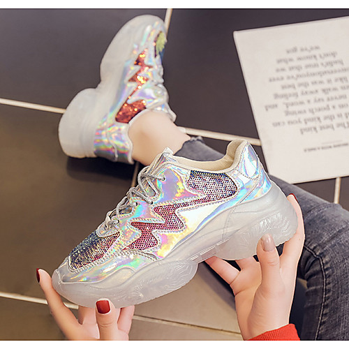 

Women's Trainers / Athletic Shoes Spring & Summer Flat Heel Round Toe Daily Mesh Rainbow / Silver