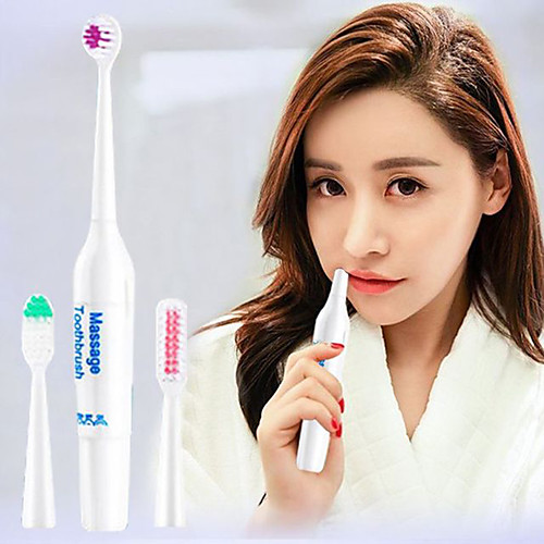 

Rotary Electric Toothbrush Adult Teeth Whitening Tool 3 Brush Heads Waterproof Portable Oral Cleaning Appliance Need Battery