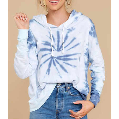 

Women's Hoodie Tie Dye Basic Light Blue S M L XL XXL