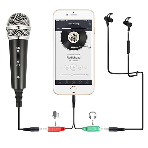 

Recording Condenser Microphone Mobile Phone Microphone 3.5mm Jack Microfone for Computer PC Karaoke Mic for iphone Android