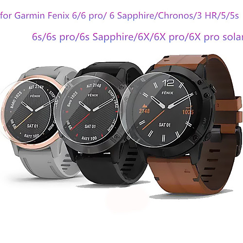 

3 PCS Screen Protector for Garmin Fenix Chronos/6/6 pro/6 Sapphire/6s/6s pro/6s Sapphire/6x/6X Pro/6x Solar/5/5s/3 HR Tempered Glass Transparent High Definition (HD) Scratch Proof/9H Hardness