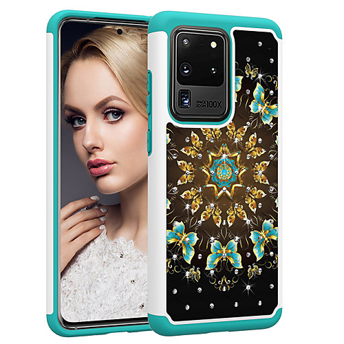 

PC TPU 2in1 Rhinestone Taping Cover Flower Phone Case For Samsung Galaxy S20 S20PLUS S20Ultra S10 S10E S10P S9 S9P S8 S8P