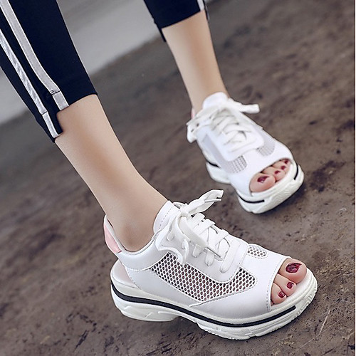 

Women's Sandals Summer Platform Peep Toe Daily Mesh White / Pink