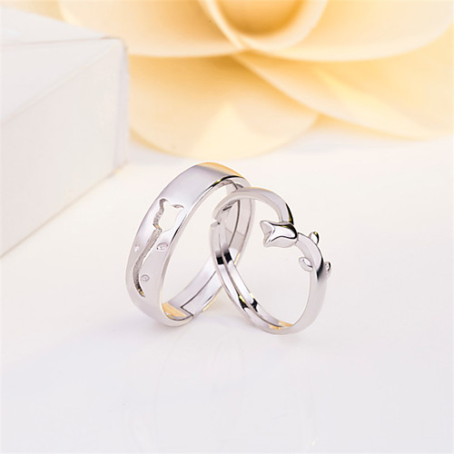 

Couple's Men Women Ring Open Cuff Ring Adjustable Ring 1 Pair Silver Copper Silver-Plated Irregular Stylish Artistic Simple Birthday Gift Jewelry Mismatched Flower Wearable