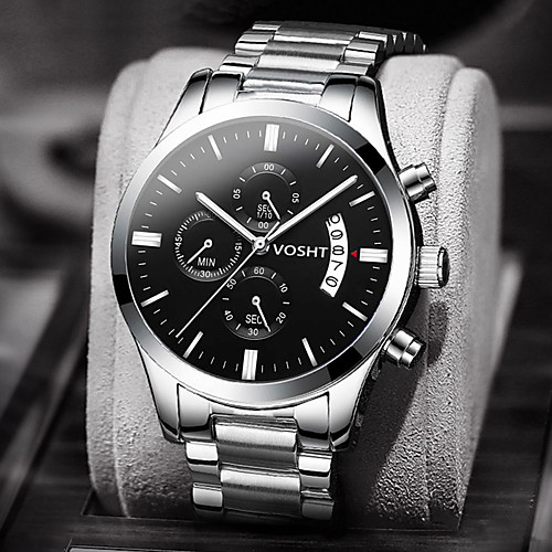 

Men's Steel Band Watches Quartz Modern Style Stylish Stainless Steel Black / Silver / Gold 30 m Calendar / date / day Cool Large Dial Analog Casual Minimalist - Black / Silver BlackGloden / One Year