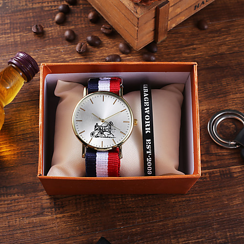 

Men's Sport Watch Quartz Animal Pattern Nylon Chronograph Cute New Design Analog Classic Fashion - Red