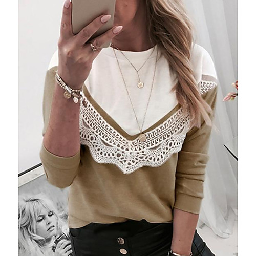 

Women's Color Block T-shirt Daily Khaki