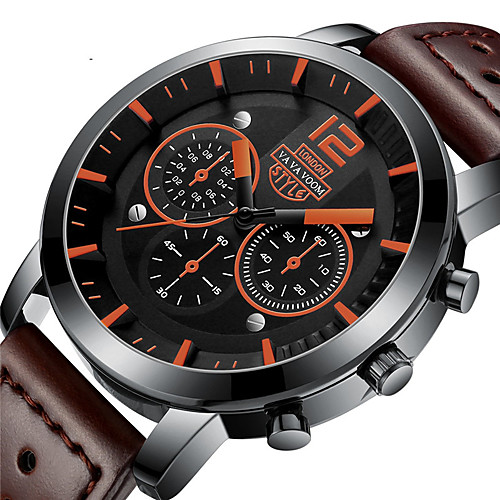 

Men's Dress Watch Quartz Genuine Leather 30 m Water Resistant / Waterproof Calendar / date / day Day Date Analog Fashion Cool - Red Black / White Coffee One Year Battery Life