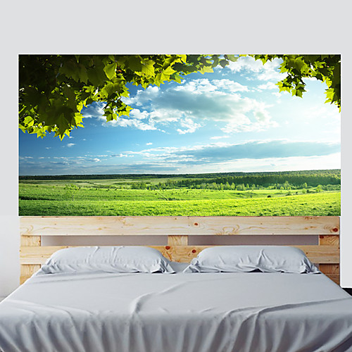 

3D Trees Grass Blue Sky Living Room Tv Background Wall Stickers Bedroom Bedside Art Decoration Art Ornament Wallpaper Sticker 1 set 2pcs