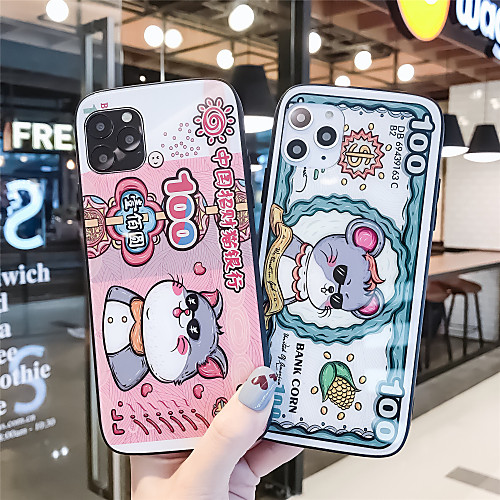 

Tempered Glass Phone Case Cartoon Pattern for Apple iPhone Case 11 Pro Max X XR XS Max 8 Plus 7 Plus 6 Plus SE(2020) Curve Back Cover