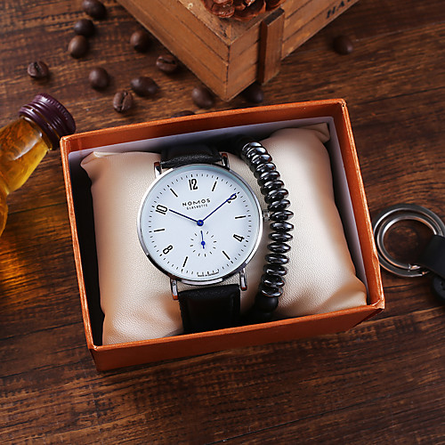 

Men's Sport Watch Quartz PU Leather Black Chronograph New Design Casual Watch Analog Classic Fashion - White Black