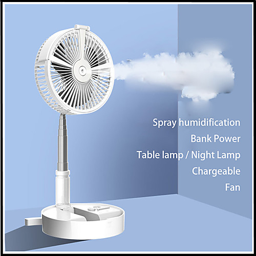 

USB Eletric Fan Humidifying Hydration Water Spray Fan Portable Folding Retractable Fan Desk Lamp Fan Telescopic night light
