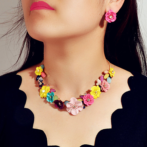 

Women's Jewelry Set Flower Trendy Korean Sweet Fashion Boho Earrings Jewelry Rainbow For Wedding Party Evening Engagement Beach Festival 3pcs