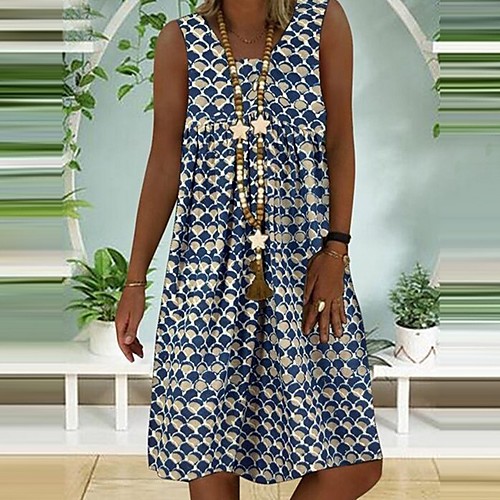 

Women's A-Line Dress Knee Length Dress - Sleeveless Floral Summer Elegant 2020 Blue S M L XL XXL XXXL XXXXL XXXXXL