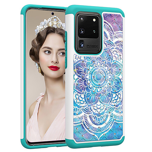 

PC TPU 2in1 Rhinestone Taping Cover Gradient Flower Phone Case For Samsung Galaxy S20 S20PLUS S20Ultra S10 S10E S10P S9 S9P S8 S8P