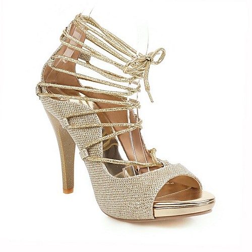

Women's Sandals Summer Stiletto Heel Open Toe Roman Shoes Daily PU Black / Red / Gold