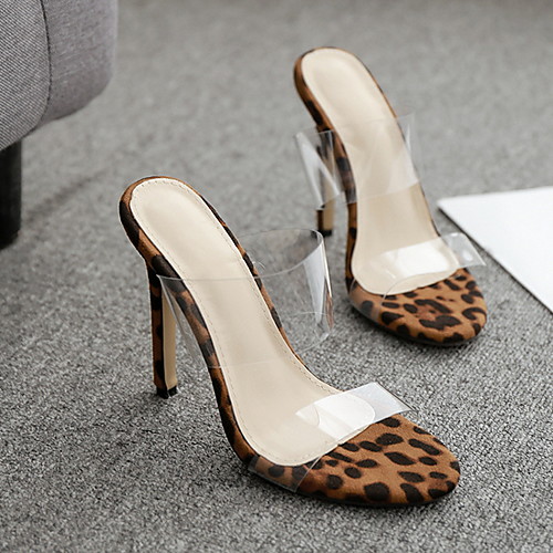 

Women's Sandals Summer Stiletto Heel Open Toe Daily PVC Brown