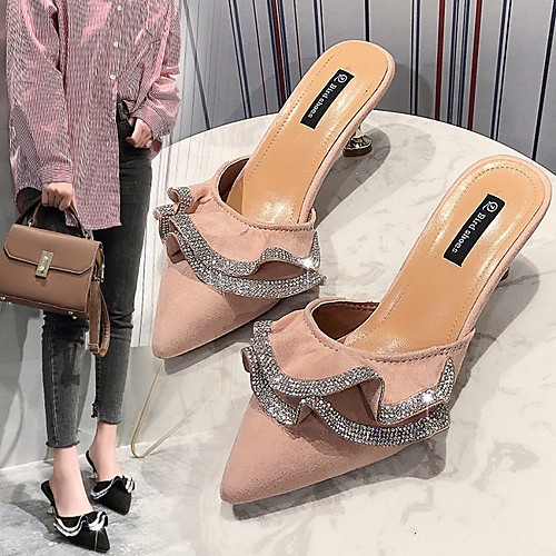 

Women's Slippers & Flip-Flops Summer Stiletto Heel Open Toe Daily Suede Black / Pink / Beige