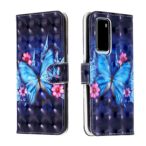 

Case For Huawei P40 / Huawei P40 Pro / Huawei P30 lite Wallet / Card Holder / with Stand Blue Butterfly PU Leather / TPU for Huawei Mate 30 Lite / Honor 10 Lite / Honor 20 Pro